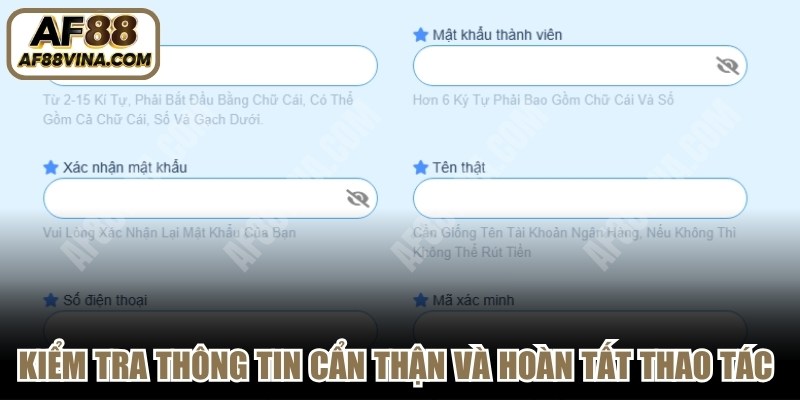 Kiểm tra thông tin cẩn thận và hoàn tất thao tác tạo tài khoản